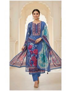 Elegant Floral Print Dress Material