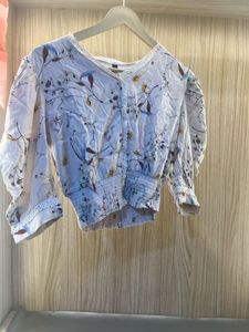 Boho Floral Print Cropped Blouse