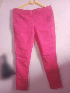 Vibrant Pink Textured Jeans