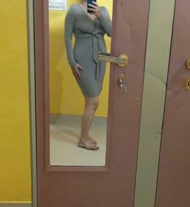 Elegant Grey Wrap Dress