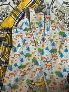 Babyhug Yellow Plaid Shirt and galac pant