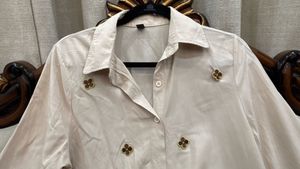 Elegant Beige Button-Down Top