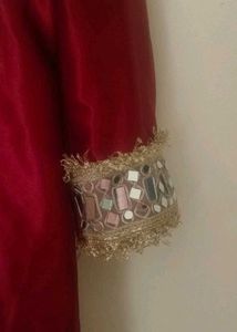 Embellished Red Kurta Set