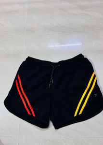 women Black Athletic Shorts with Striped Accents