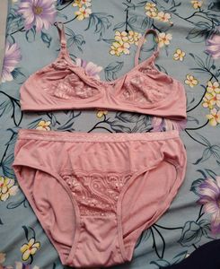 Elegant Pink Lace Bra and Panty Set