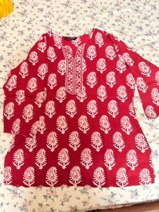 Red Paisley Print Kurta