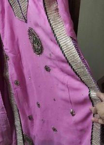 hand embroidered gota work pink georgette suit