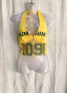 22410. Yellow Y2K halter top