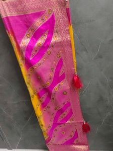 Vibrant Pink &amp; Yellow Saree with blouse