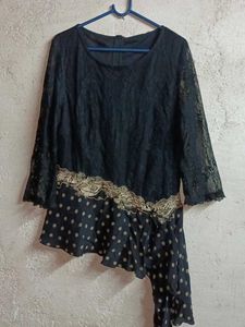 Stylish Lace Top Polka Dot Multicolour