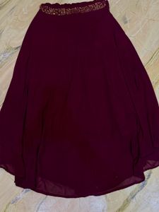 Girls Maroon Embellished 3Piece Ethnic Gown Set