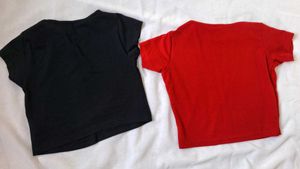 Crop Top Combo:  Graphic Tee + Plain Red Cro