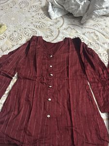 Maroon Striped small size coord set