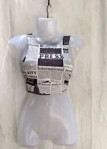 I. Newspaper Print Crop Top