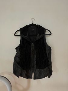 Imported BVL Black Leather & Fur Vest