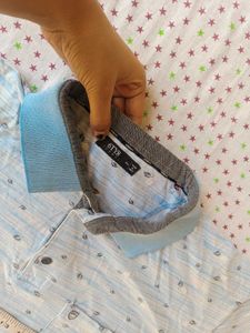 Men's Light Blue Printed Polo Shirt