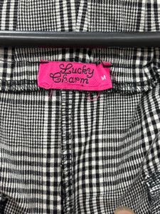 Black &amp; White Plaid Tapered Pants