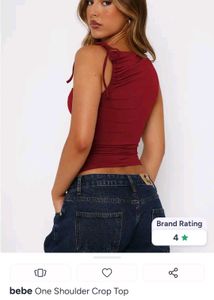 Red One-Shoulder Ruched Top