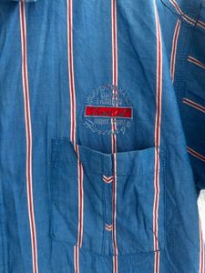 Blue Striped Short Sleeve Shirt