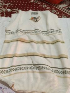 Men's White V-Neck Sweater