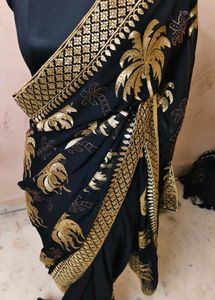 Black &amp; Gold Embroidered beautiful 😍 saree