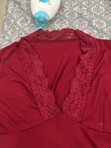 new me red lace top