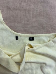 Light Yellow One Shoulder Tank Top