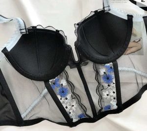 Floral Embroidered Mesh Corset
