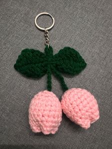 Handmade Crochet Cherry Keychain