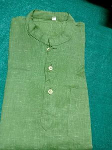 Green Linen Blend Kurta