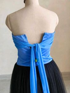 Chic Blue Corset &amp; Black Tulle Skirt Set