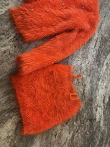 Fluffy Orange Embellished Sweater