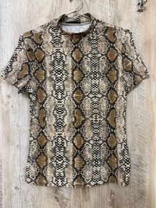Snake Print Mock Neck Top