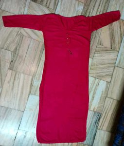 Women Pink Solid Straight Kurta
