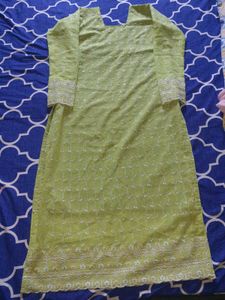 Lime Green Embroidered Kurti