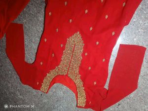 Stunning Red &amp; Gold Embroidered Kurta Set