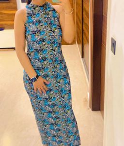Grey Blue floral maxi dress