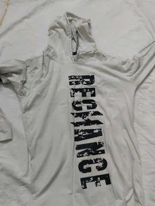 White Graphic Print Hoodie
