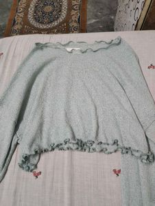 Light Blue Ruffle Crop Top