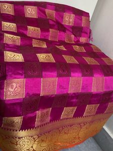 Vibrant Pink &amp; Gold Silk Saree