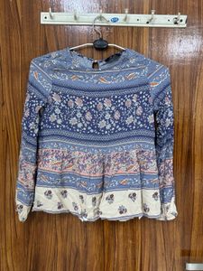 Boho Floral Print Long Sleeve Top