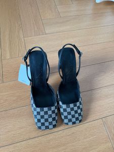 Embellished Sparkly Checkered Slingback Heels