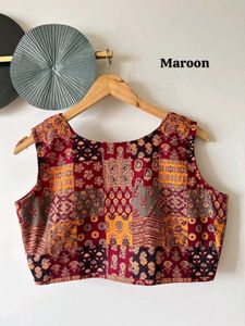 V Neck Patchwork Blouse