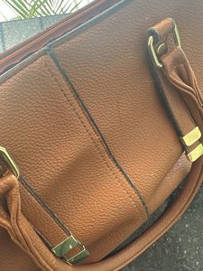 Classic Brown Faux Leather Handbag