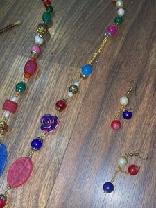 Boho Beaded Necklace and Earring Set