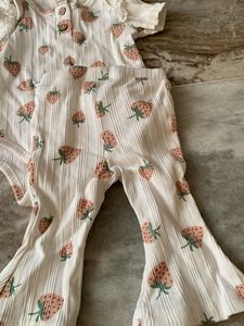 Cute Strawberry Print Baby Outfit