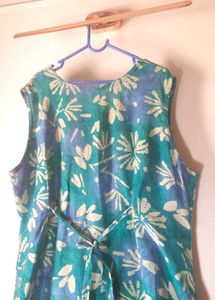 Flowy Leaf Print Real Mirror Work Onepiece