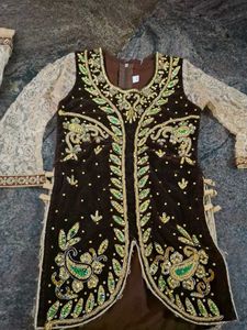 Embroidered Kurta Set with Lace Pants