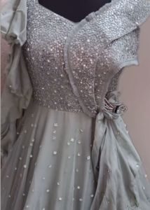 Elegant Gray Embellished Dress