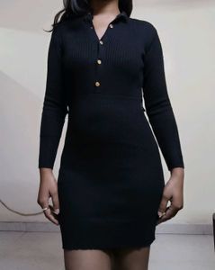Black Knit Midi Dress